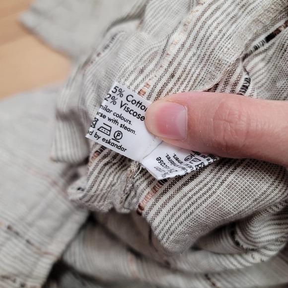 Eskandar Linen Blend Wide Leg Pants Drawstring Textured - Picture 10 of 12
